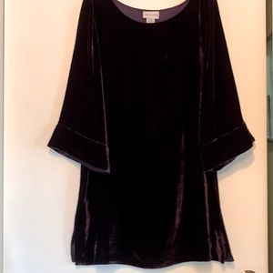 Soft Surroundings eggplant SILK VELVET tunic, size medium